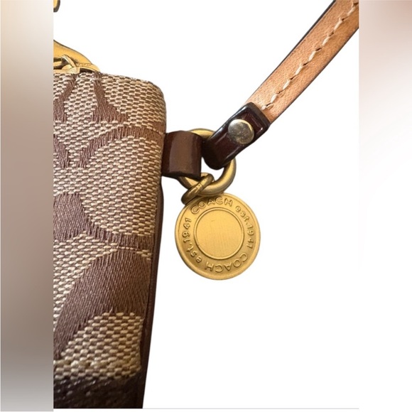 Coach Signature C Logo Wristlet Brown and Khaki - Picture 3 of 5